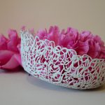 Piece of ceramic with flowers inside